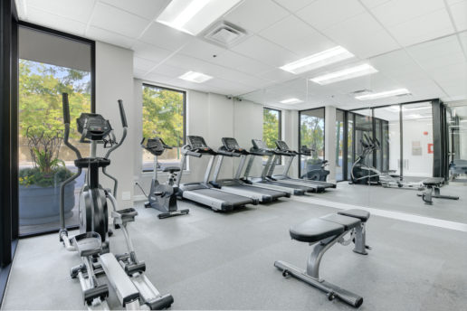 bright fitness room with natural light